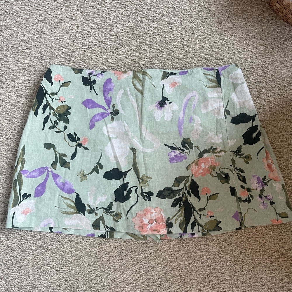 NWT Abercrombie and Fitch Linen Blend Slit Mini Skort